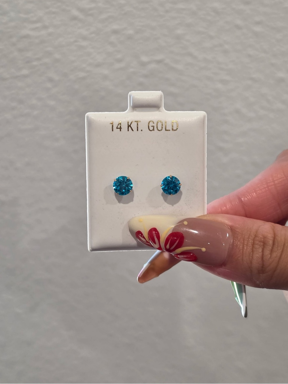 14 KT Gold Blue Topaz Stud Earrings